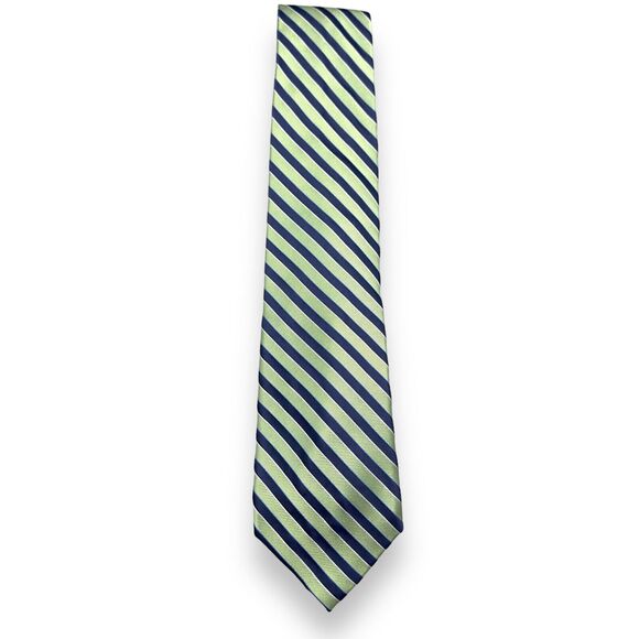 Chaps Mens 100% Silk Dress Tie Hand Made Awning Stripe Pattern‎ 59" 3 3/4" - Picture 4 of 12